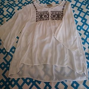 Flowy cotton peasant style top
